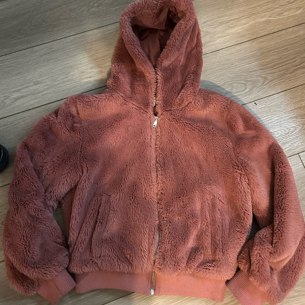 Papaya Rust Fleece Hooded Jacket
